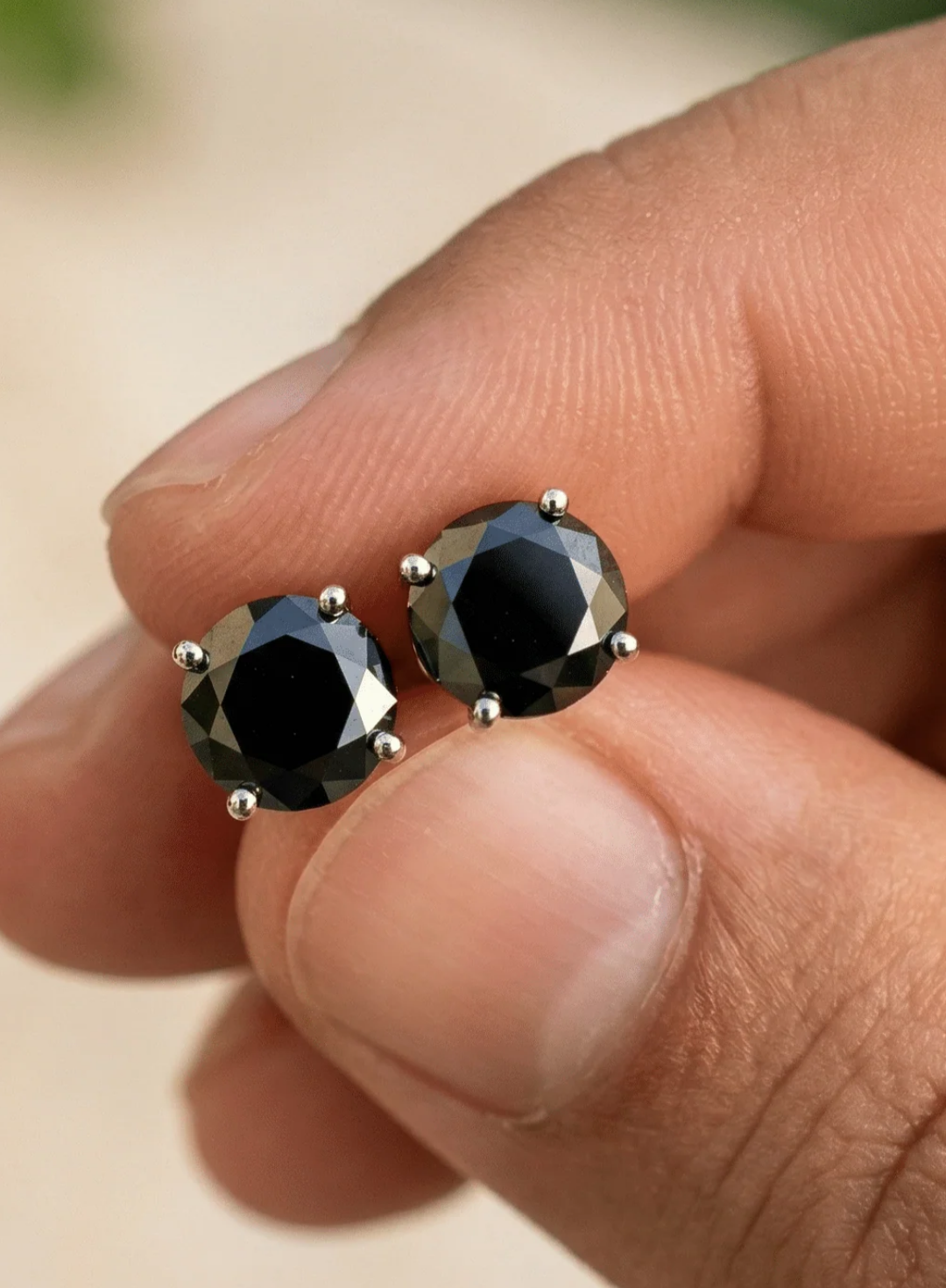 Gothic black moissanite earrings
